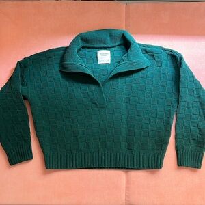 Abercrombie Checkerboard Stitch Notch-Neck Sweater size S
